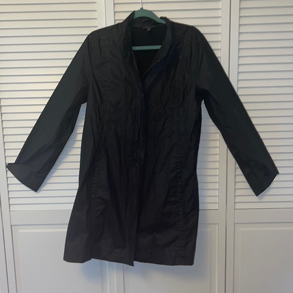 Eileen Fisher Women's Nylon Coat Black Jacket Size Large Neiman Marcus